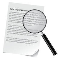 A magnifying glass over a piece of paper with text